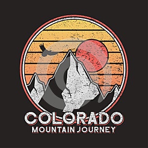 Colorado typography graphics with mountains and eagle. Vintage print for slogan tee shirt. Grunge t-shirt print. Vector. photo